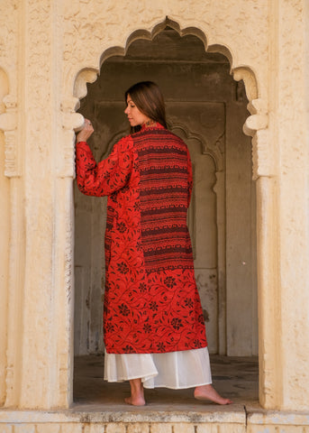Vintage Jacket Kimono - Red Cotton