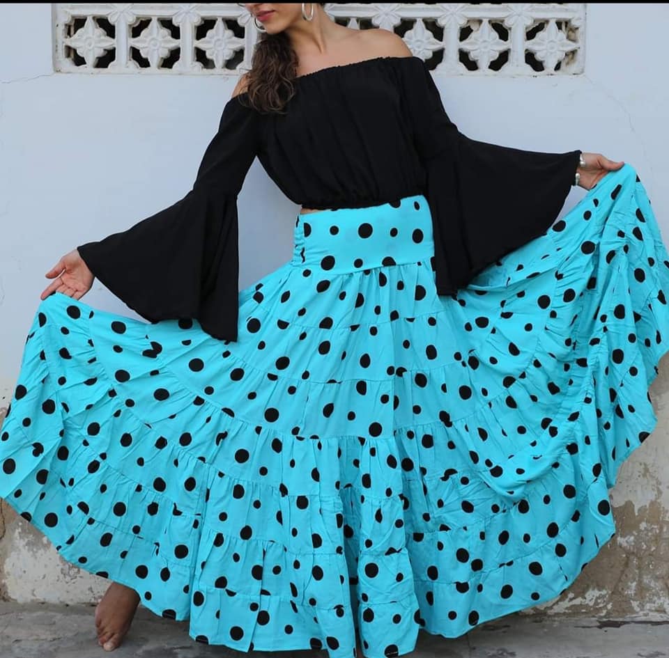 Dotted Flamenco Skirt - Ciel