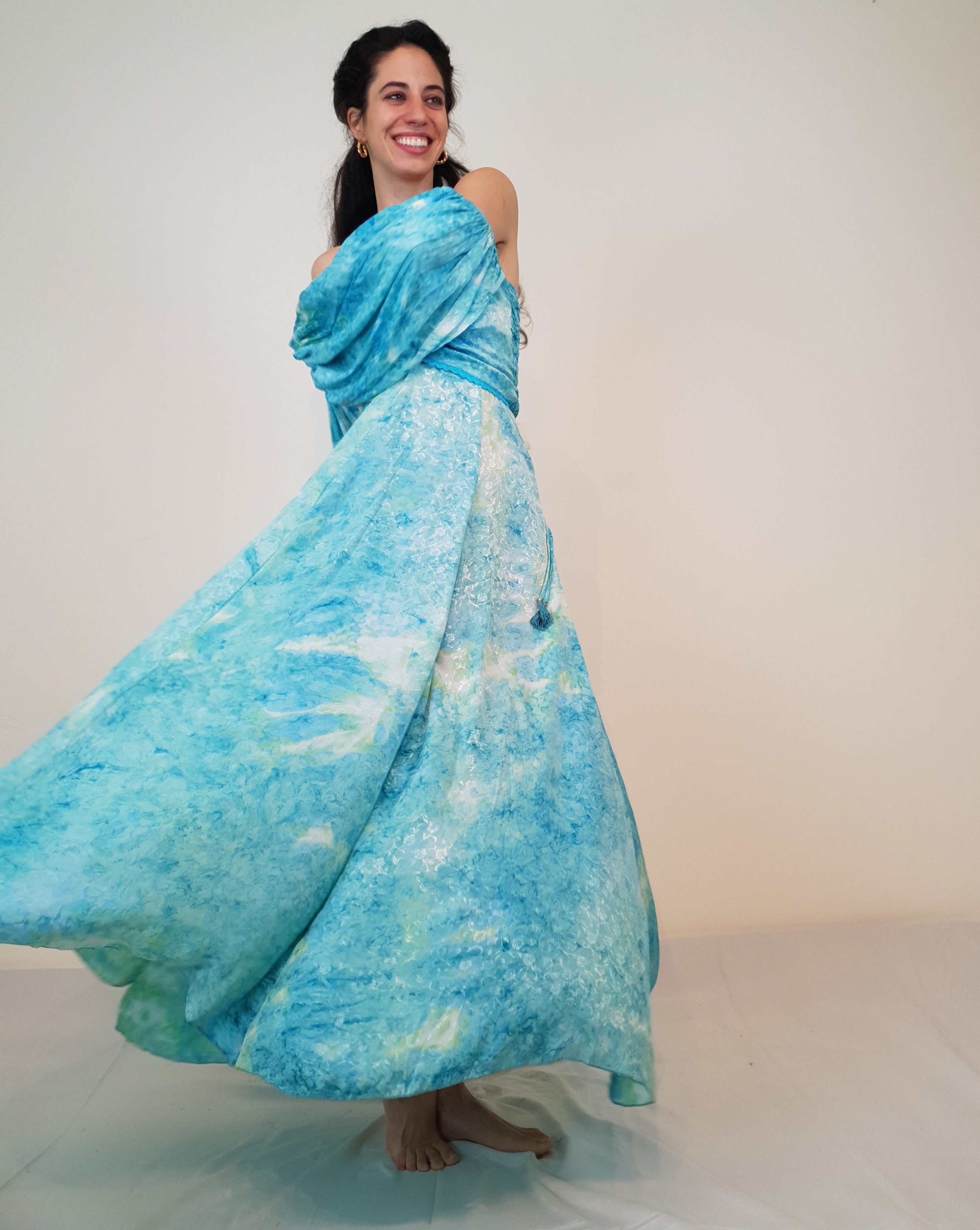 SET Saraswati Strap Dress with Baloon top - Light Blue