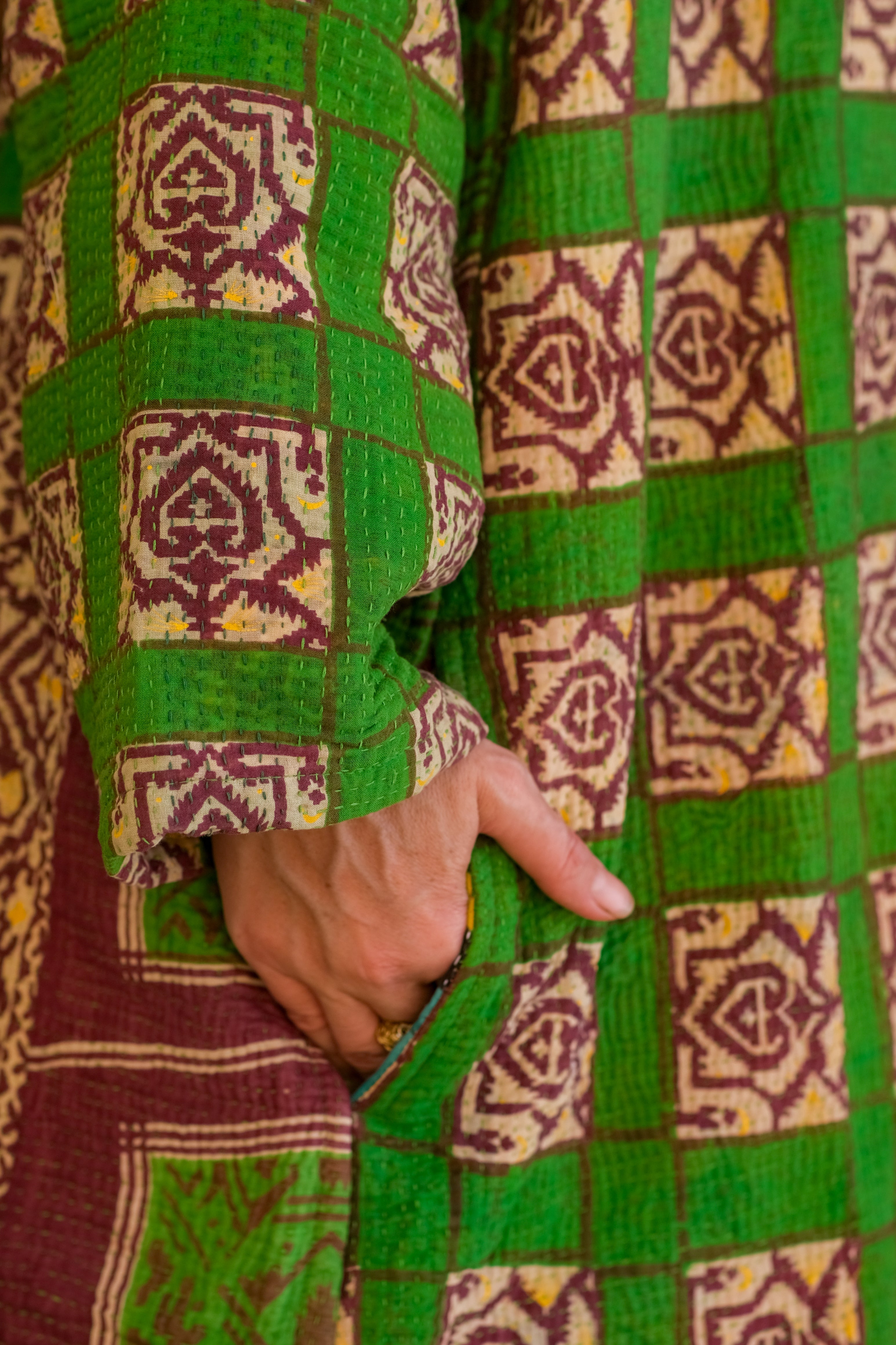 Vintage Jacket Kimono - Green Cotton
