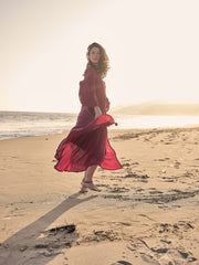 Vestido Cruzado Kimono - Rojo Cereza