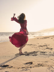 Vestido Cruzado Kimono - Rojo Cereza