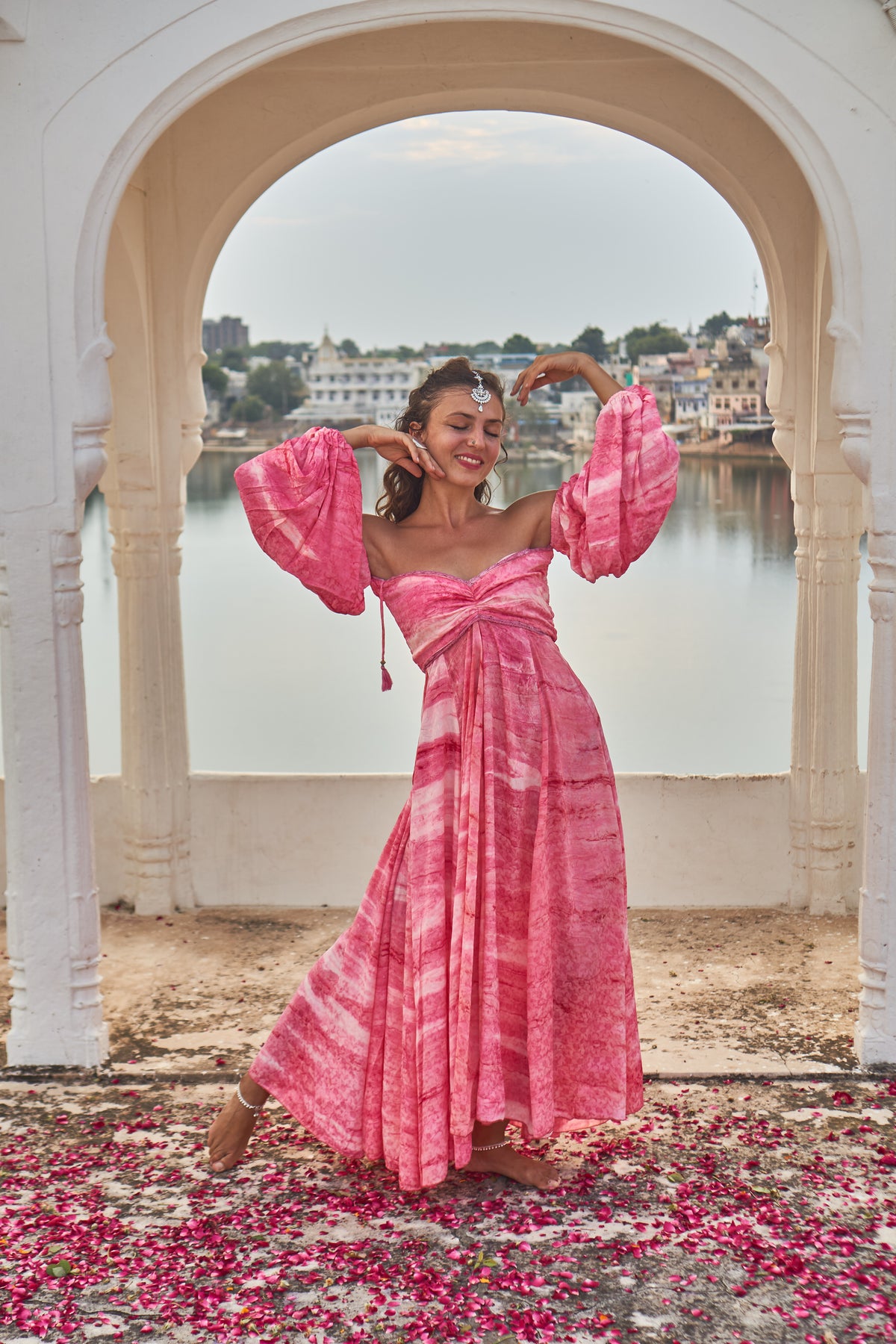 Saraswati Set_ Dress and Baloon Top_ Pink