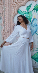 SET - Saraswati with Button shirt - White