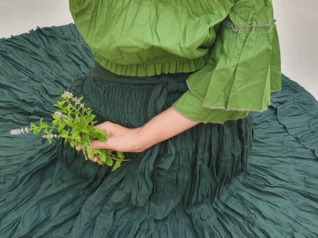 Cotton Gypsy Skirt - Dark Green