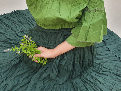 Cotton Gypsy Skirt - Dark Green