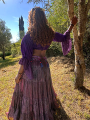 Upcycled Gypsy Skirt- Baloon top- Handmade belt