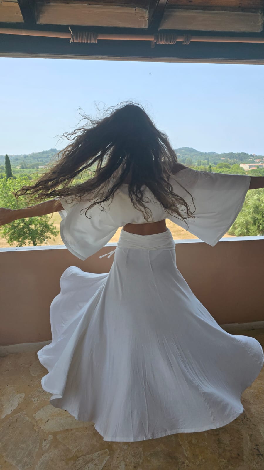 SET Off White Lycra Sufi Dress_ Cotton Top