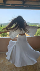 SET Off White Lycra Sufi Dress_ Cotton Top