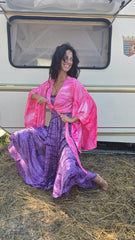 Saraswati Set_  Pink Butterfly Top and Purple Dress