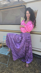 Saraswati Set_  Pink Button Top and Purple Skirt_