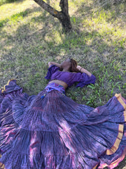 Upcycled Gypsy Skirt- Baloon top- Handmade belt