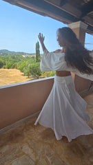 SET Off White Lycra Sufi Dress_ Cotton Top