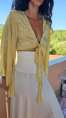 SET_Butterfly Golden Top and Off White Sufi Skirt