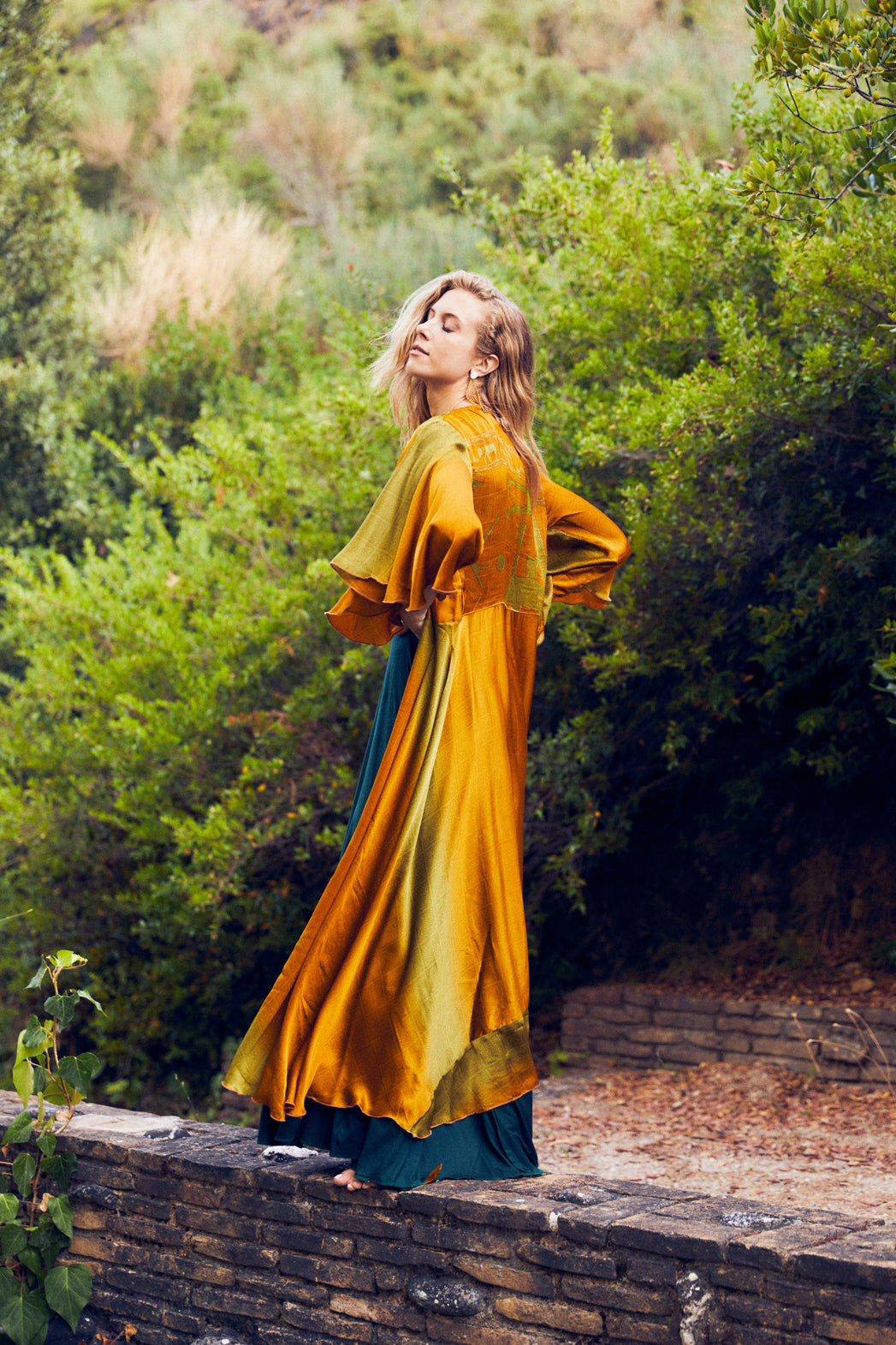 green kimono wrap dress ASOS DESIGN Curve satin wrap front kimono sleeve embroidered midi dress in green
