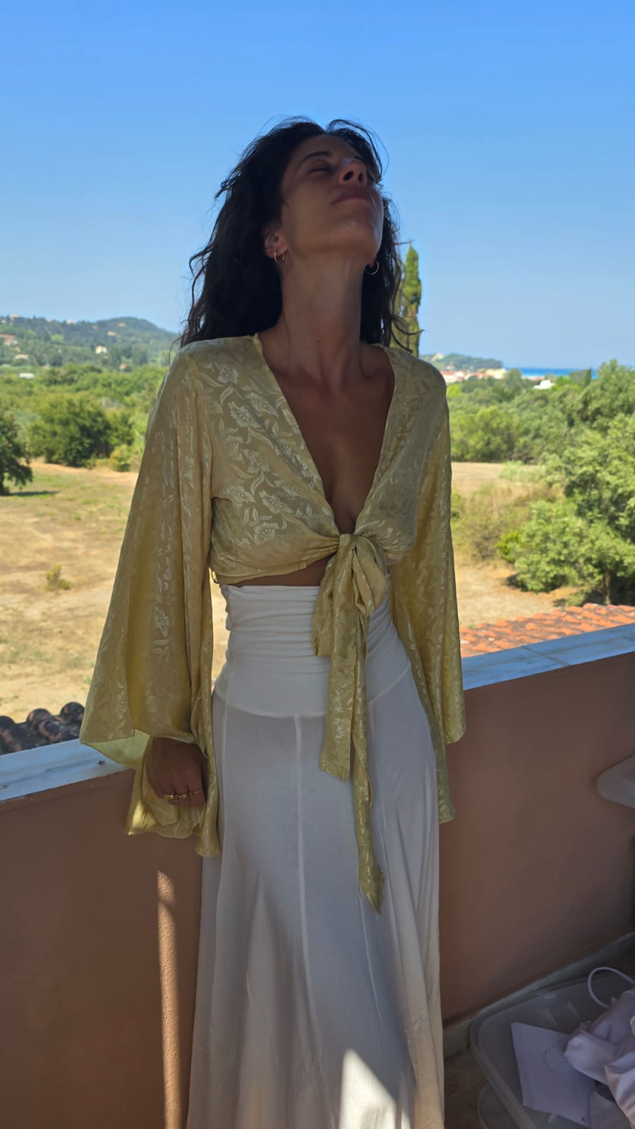 SET_Butterfly Golden Top and Off White Sufi Skirt