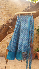 100%Silk Skirt - Blue