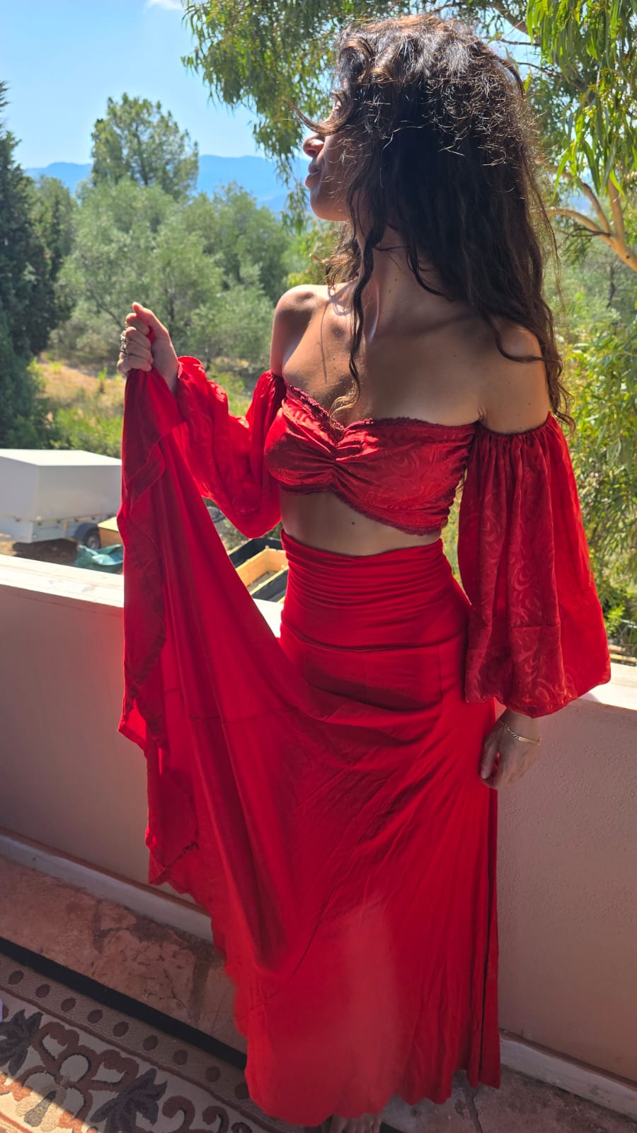 SET Red Rose- Sufi Skirt and Top