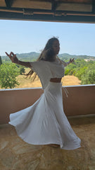 SET Off White Lycra Sufi Dress_ Cotton Top