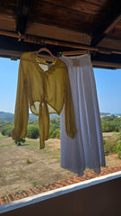 Saraswati Set- Golden Top and Saraswati White Skirt