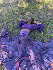 Upcycled Gypsy Skirt- Baloon top- Handmade belt