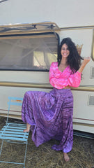 Saraswati Set_  Pink Button Top and Purple Skirt_