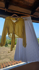 Saraswati Set- Golden Top and Saraswati White Skirt