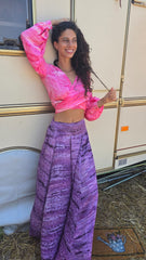 Saraswati Set_  Pink Button Top and Purple Skirt_