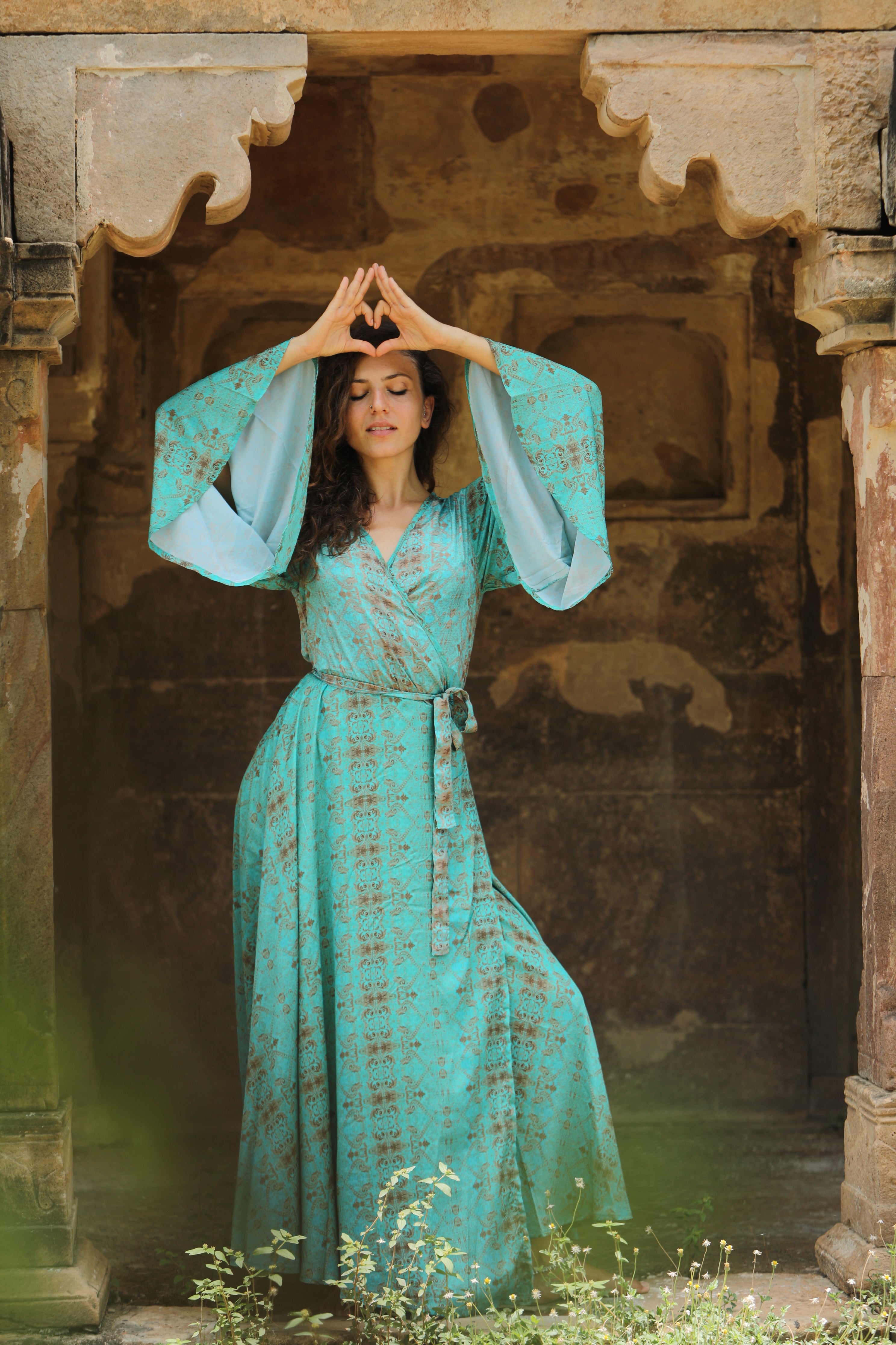 Kimono Wrap Dress Exclusive - Turquoise
