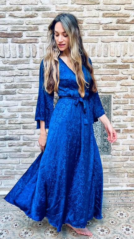 Kimono Wrap Dress - Blue